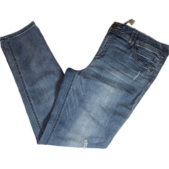 Democracy Jeans Womens 14 Blue Ab Technology Stretch Denim Distressed Mid Rise - Picture 1 of 8